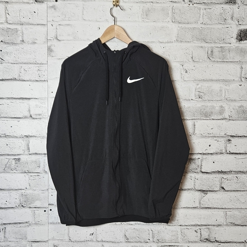 Nike Pro Dri FIT Full Zip Athletic Training Jacket Black Womens Medium